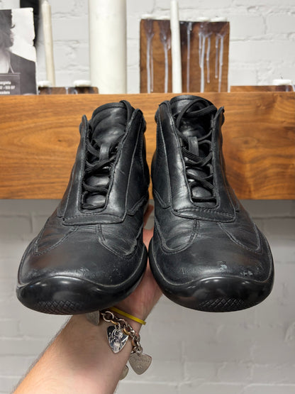 Prada ‘Americas Cup’ Black Leather High Top Sneakers