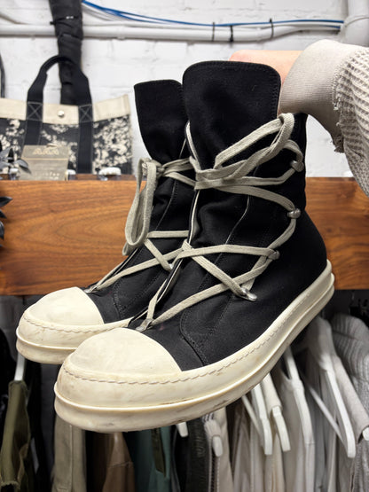 Rick Owens Pentagram Lace ‘Ramones’ Black Canvas High Top Sneakers