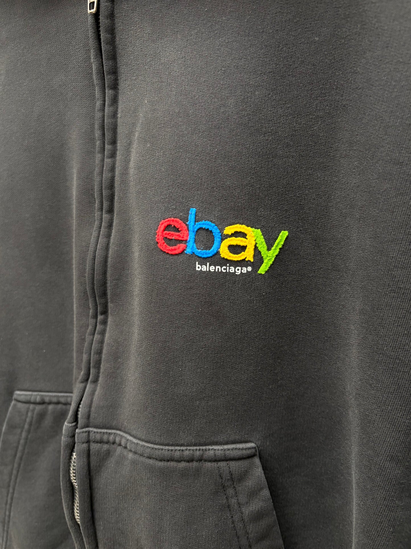 AW2024 Balenciaga x EBay Faded Black Zip-Up Hoodie