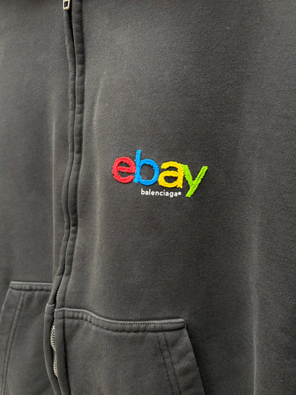 AW2024 Balenciaga x EBay Faded Black Zip-Up Hoodie