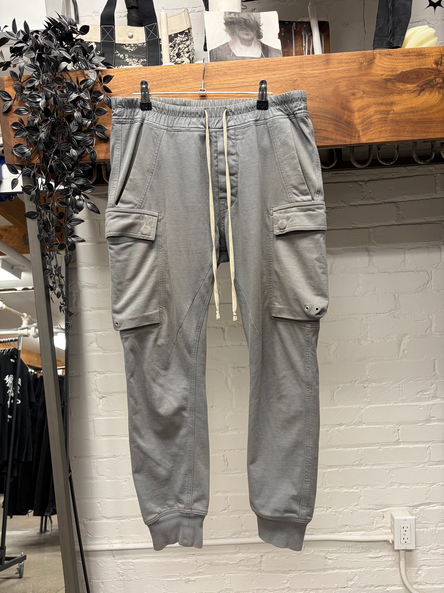 AW2019 Rick Owens ‘Larry’ Blu/Grey Drawstring Cargo Joggers