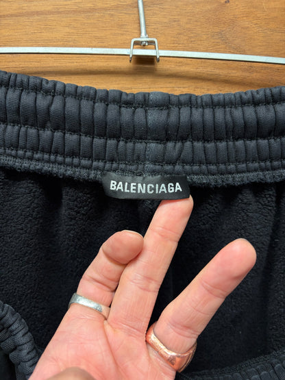 2020 Balenciaga Unbranded Black Wide Leg Heavy Cotton Sweatpants