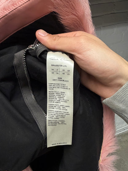 AW2022 Rick Owens ‘Strobe’ Pink Pony Hair Back-Strap Work Jacket