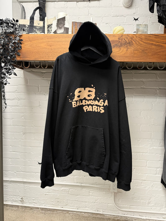 SS2023 Balenciaga ‘Hand Drawn’ BB Icon Logo Black Hoodie