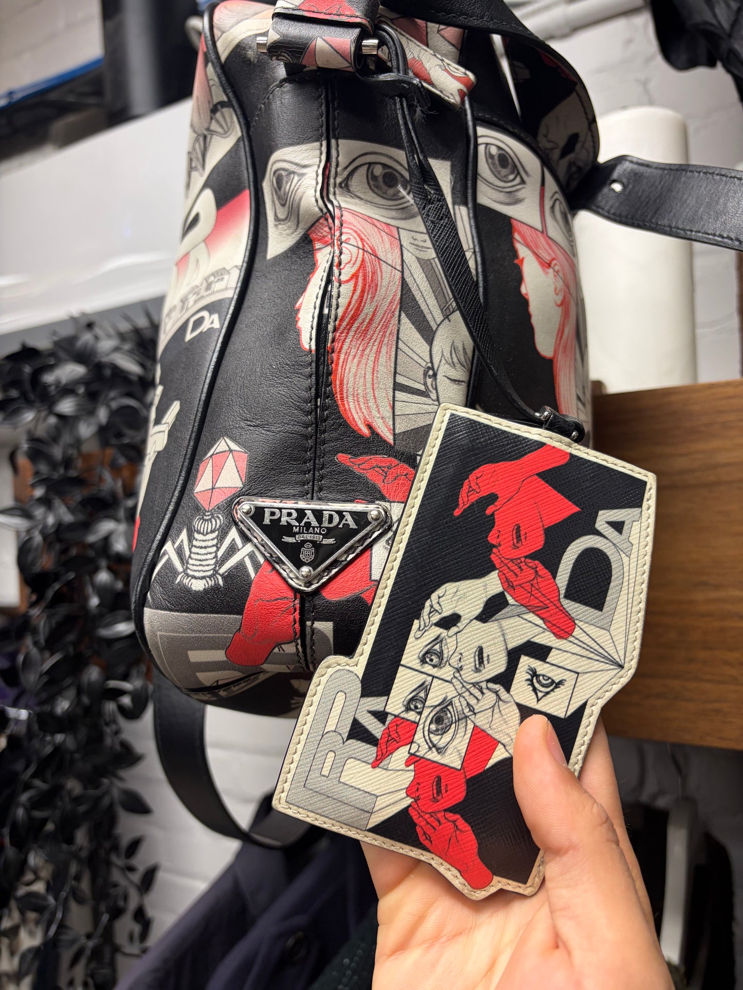 SS2018 Prada ‘Comic Strip’ Full Print Leather Crossbody Bag