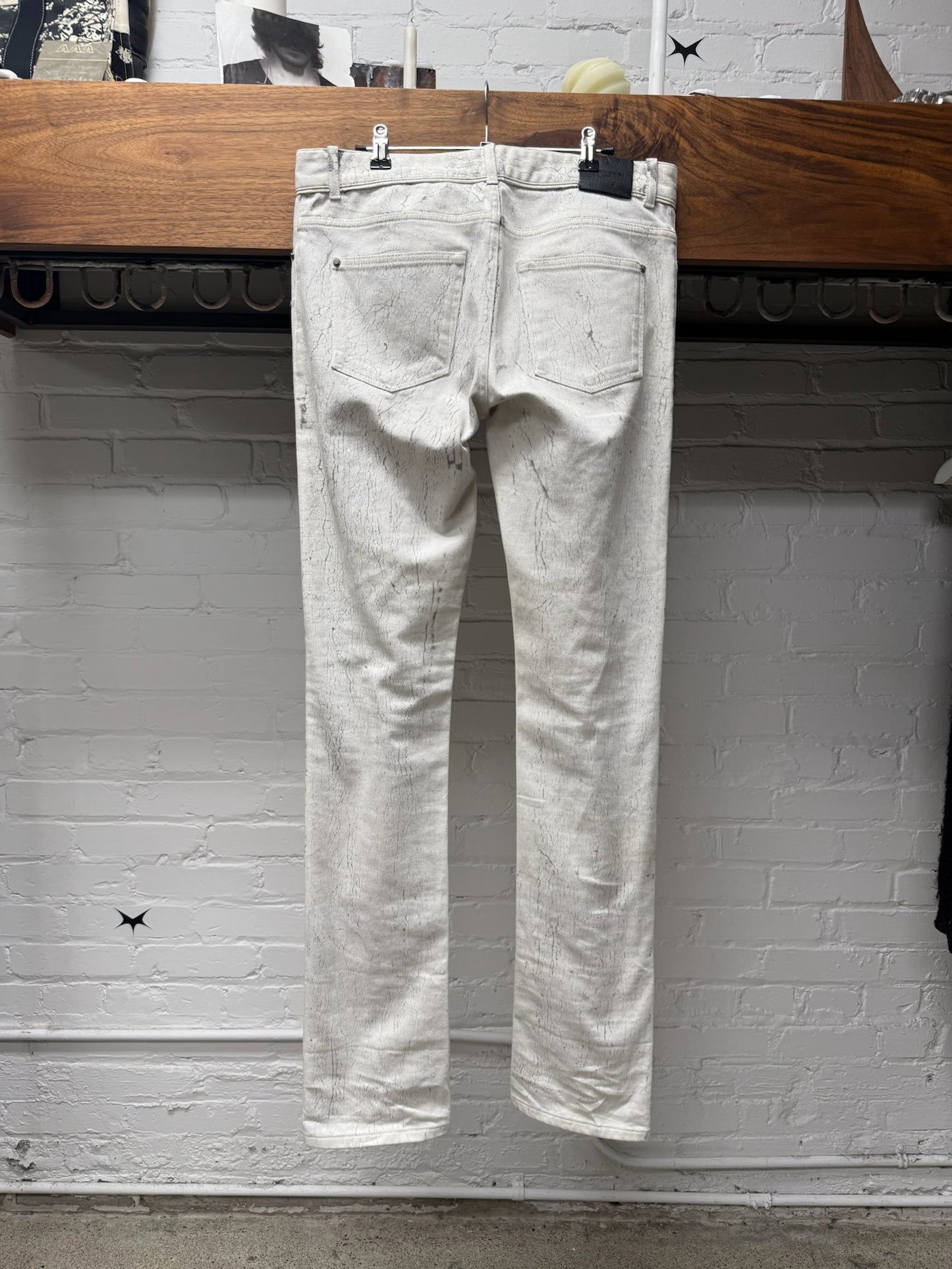 2014 Balenciaga ‘Paint Cracked’ White Skinny Jeans