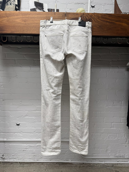 2014 Balenciaga ‘Paint Cracked’ White Skinny Jeans