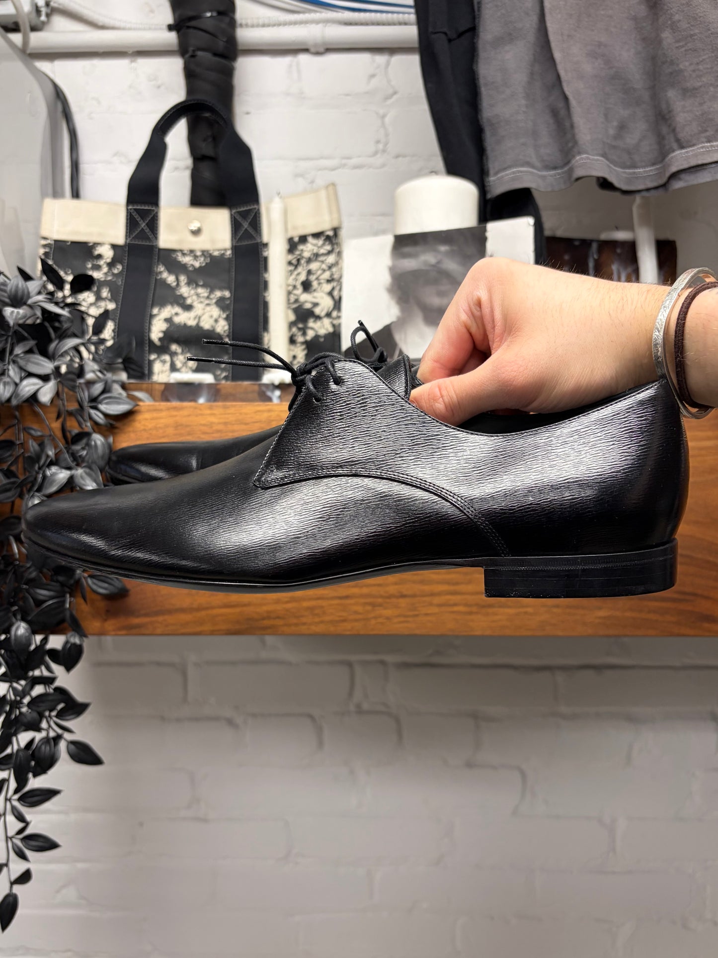 Burberry Wingtip Polished Black Leather Dress Shoes