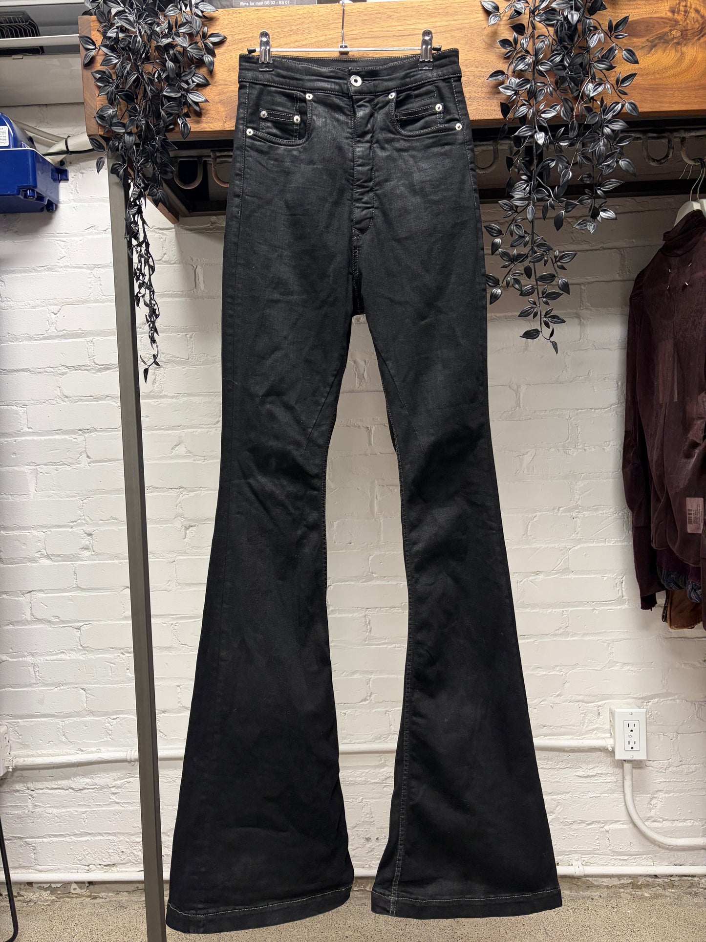 Rick Owens ‘Bolans Banana’ Black Flared Leg Denim
