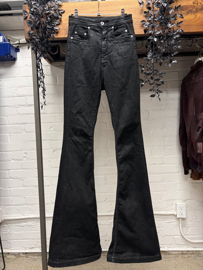 Rick Owens ‘Bolans Banana’ Black Flared Leg Denim