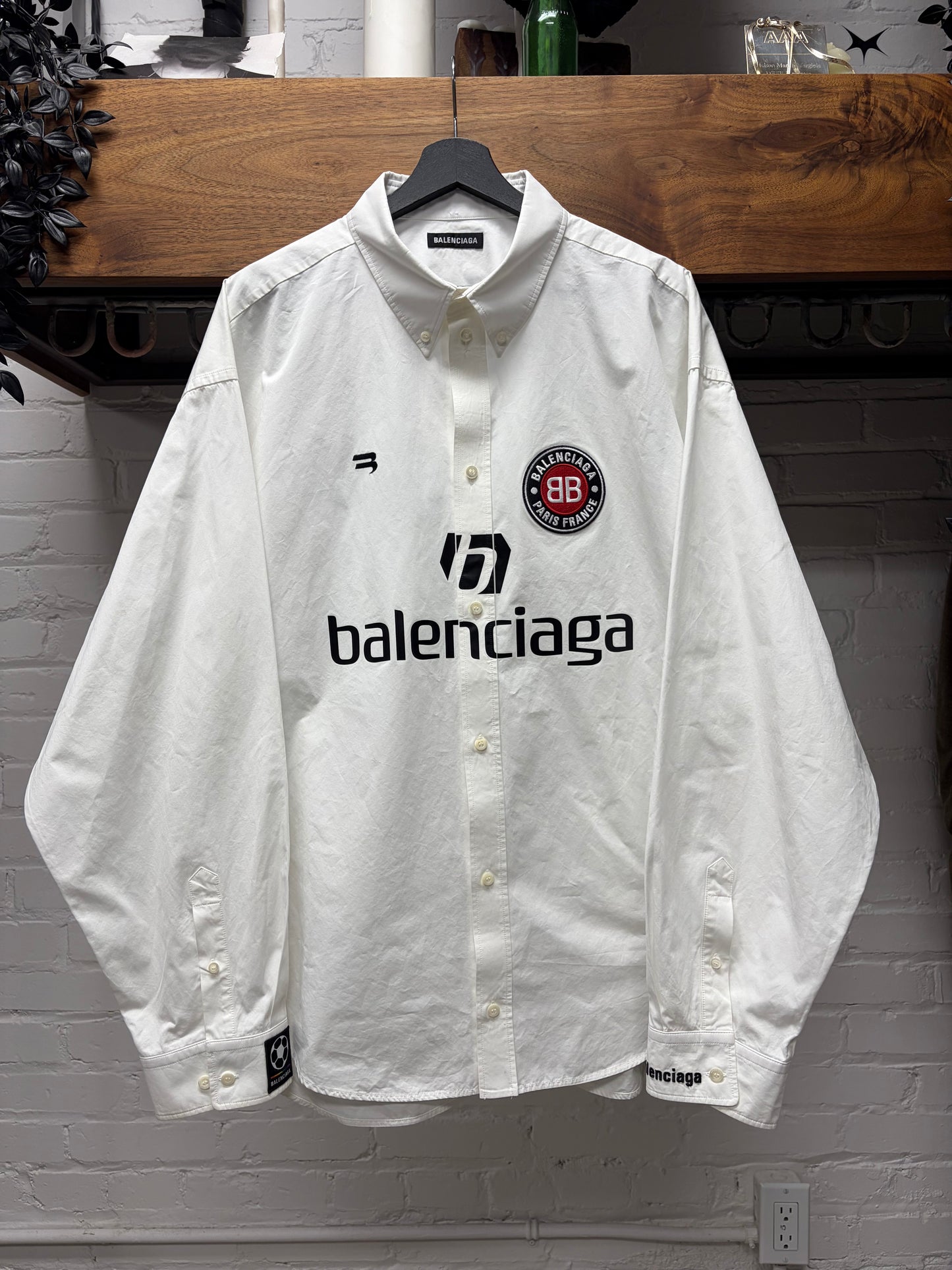 2020 Balenciaga ‘Soccer Sponsor’ Oversized White Button Down Jersey Shirt