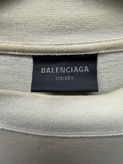 AW2022 Balenciaga ‘Be Different’ Apple Logo Oversized White T-Shirt