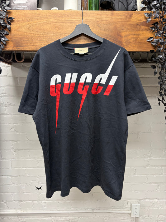 2018 Gucci ‘Blade Logo’ Black/Red Logo T-Shirt