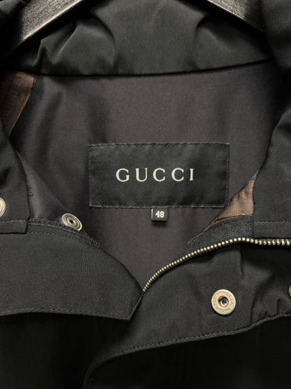 2000s Gucci Hooded Structured Hood Black Rain Jacket