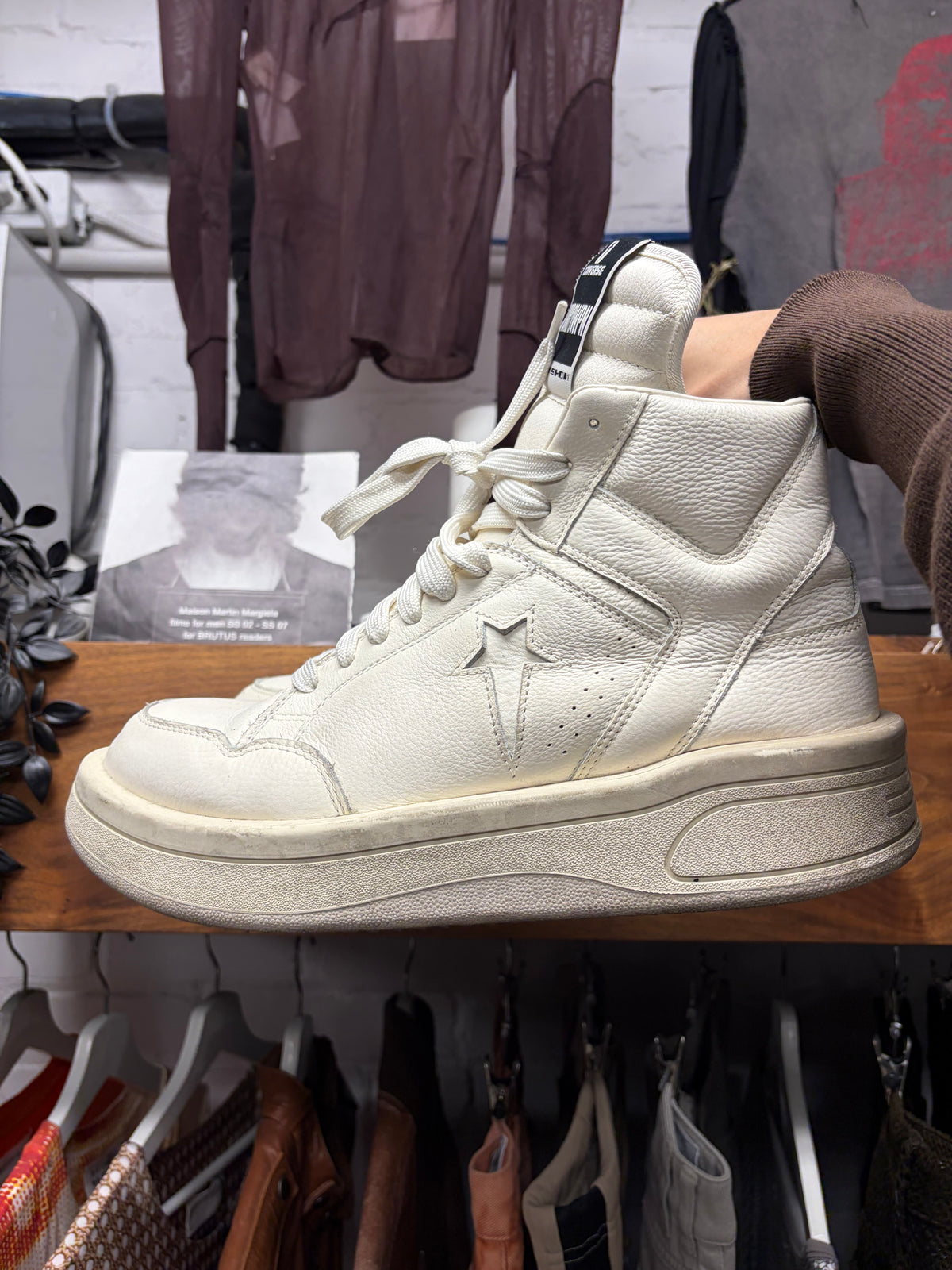 Rick Owens x Converse ‘TurboPWN’ Milk High Top Sneakers