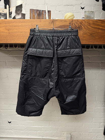 AW2020 Rick Owens x Moncler Black Down Fill ‘Pod’ Drop Crotch Shorts