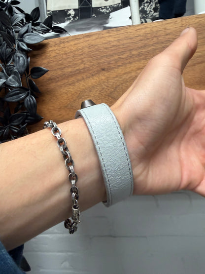 2000s Balenciaga Studded Grey Snap Bracelet