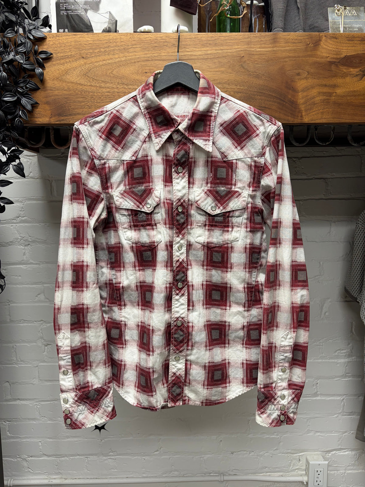AW2009 Number (N)ine ‘A Closed Feeling’ Red/White Plaid Button Snap Flannel