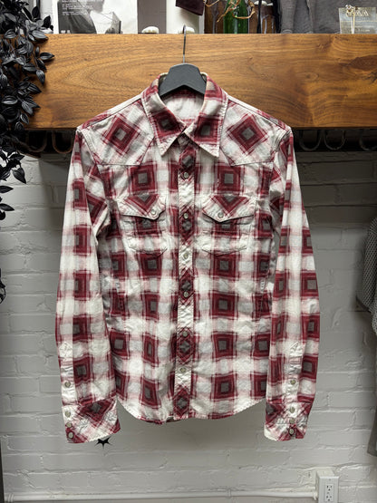 AW2009 Number (N)ine ‘A Closed Feeling’ Red/White Plaid Button Snap Flannel
