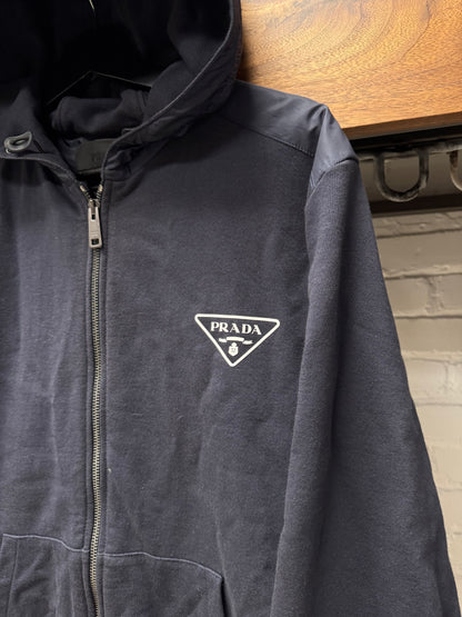 Prada Triangle Logo Zip-Up Hoodie