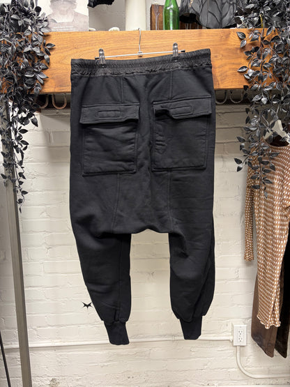 Rick Owens DRKSHDW Black Drop Crotch Drawstring Sweatpants