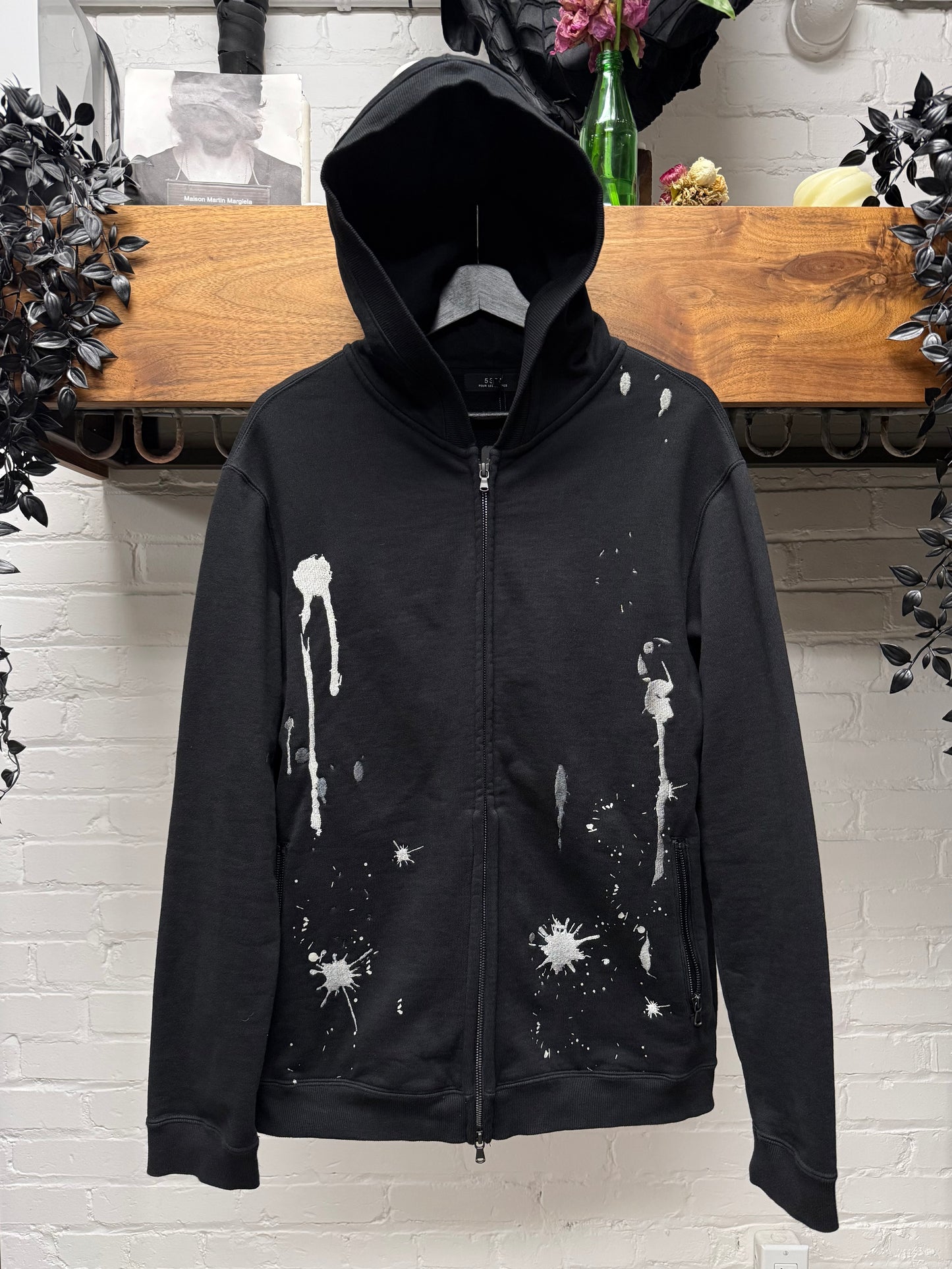 5351 Pour Les Hommes ‘Gunshot Splatter’ Black Zip-Up Hoodie