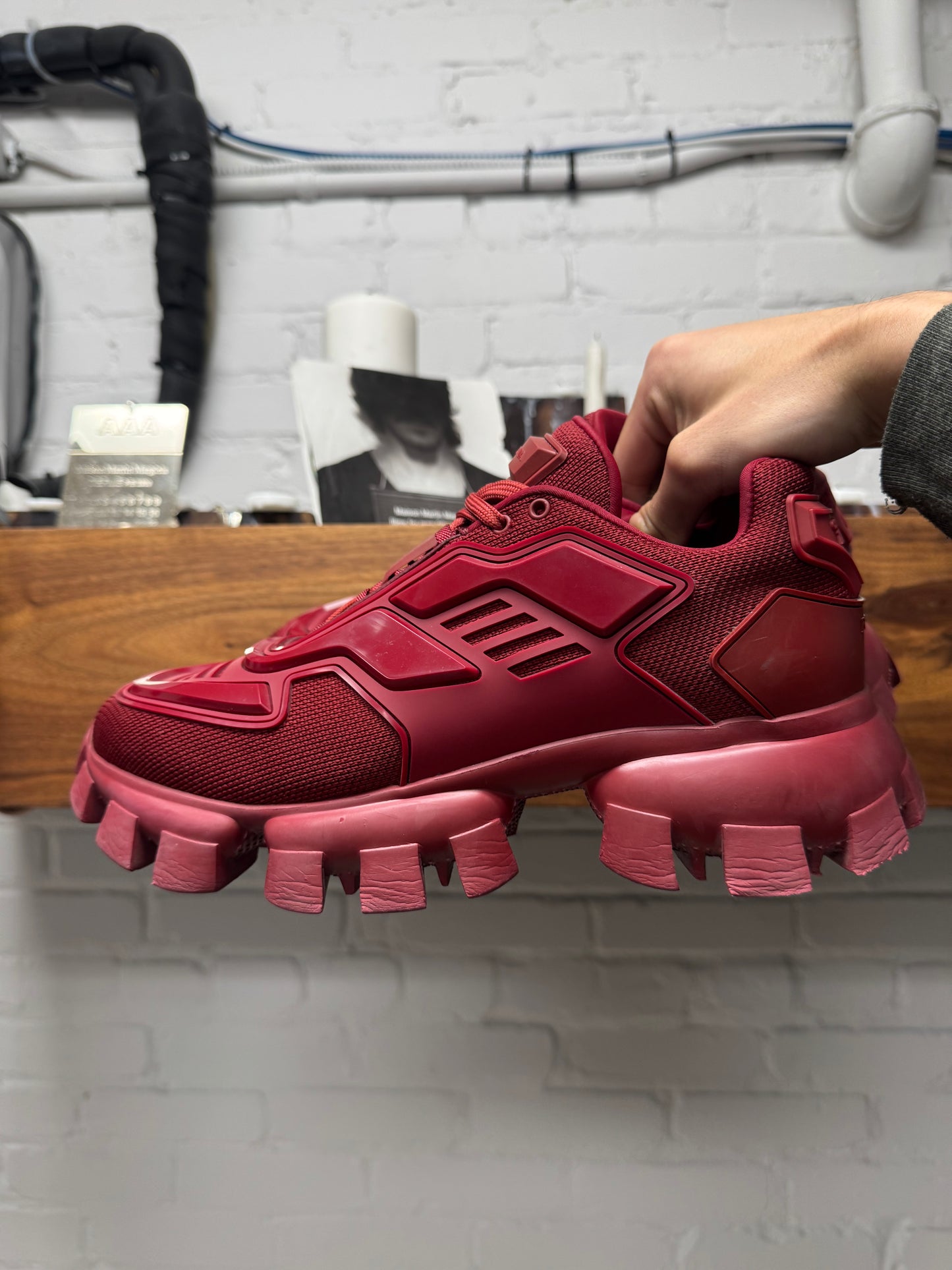 Prada ‘Cloudbust Thunder’ Red Tractor Sole Low Top Sneakers