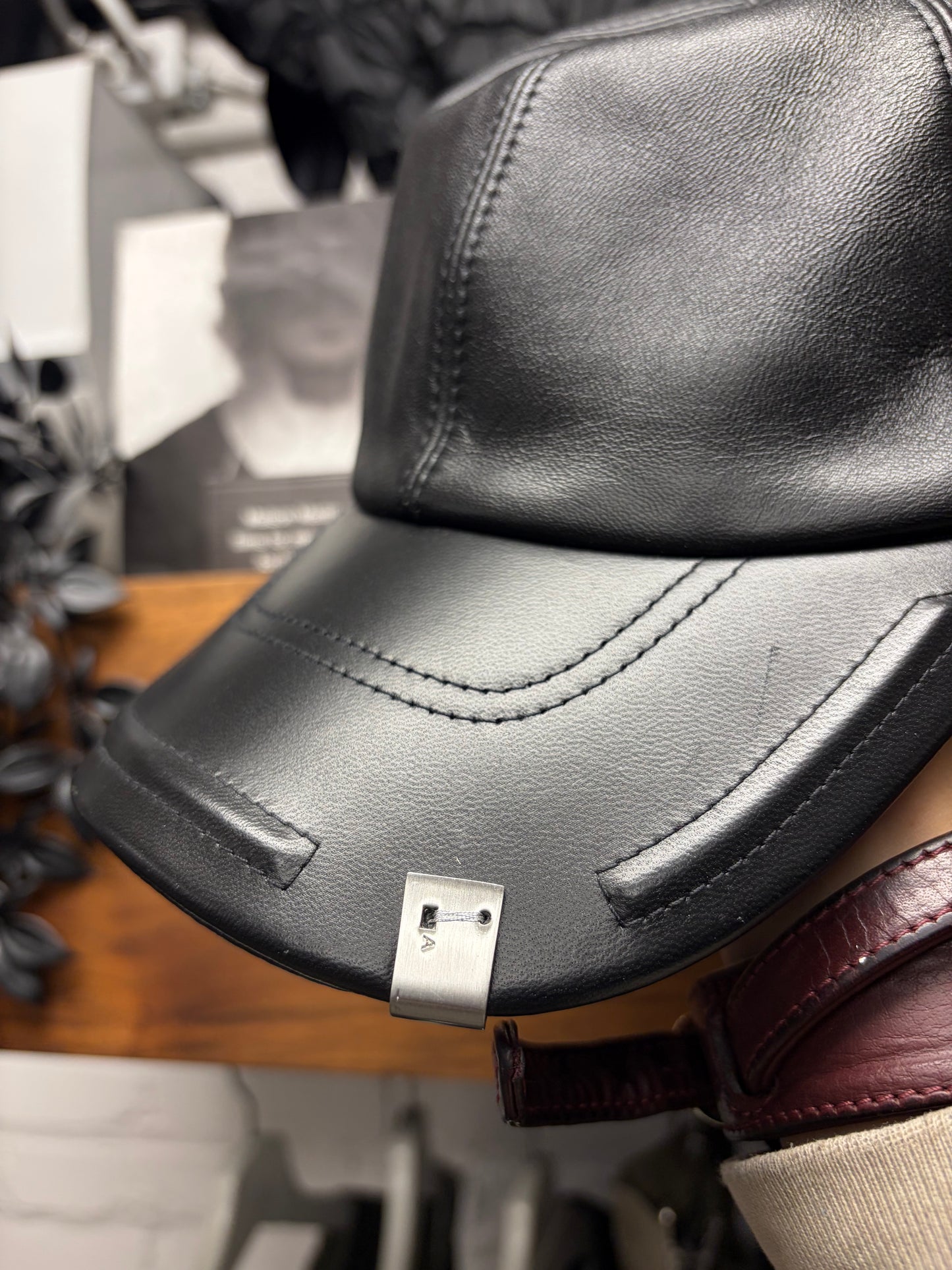 1017 Alyx 9SM ‘Lightercap’ Black Leather Strap-Back Hat