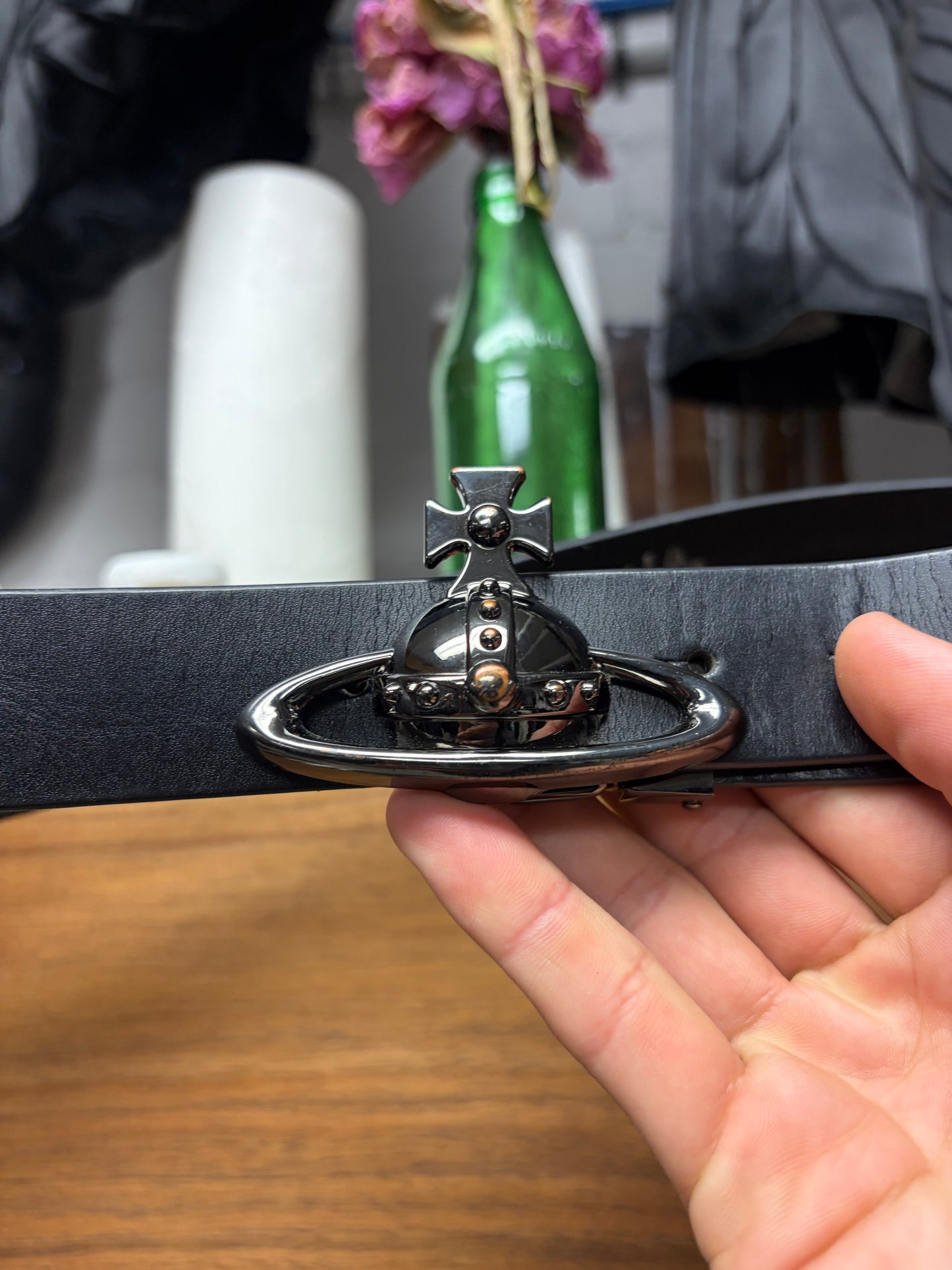 Vivienne Westwood ‘Orb Logo’ Black/Silver Belt