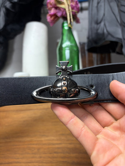 Vivienne Westwood ‘Orb Logo’ Black/Silver Belt