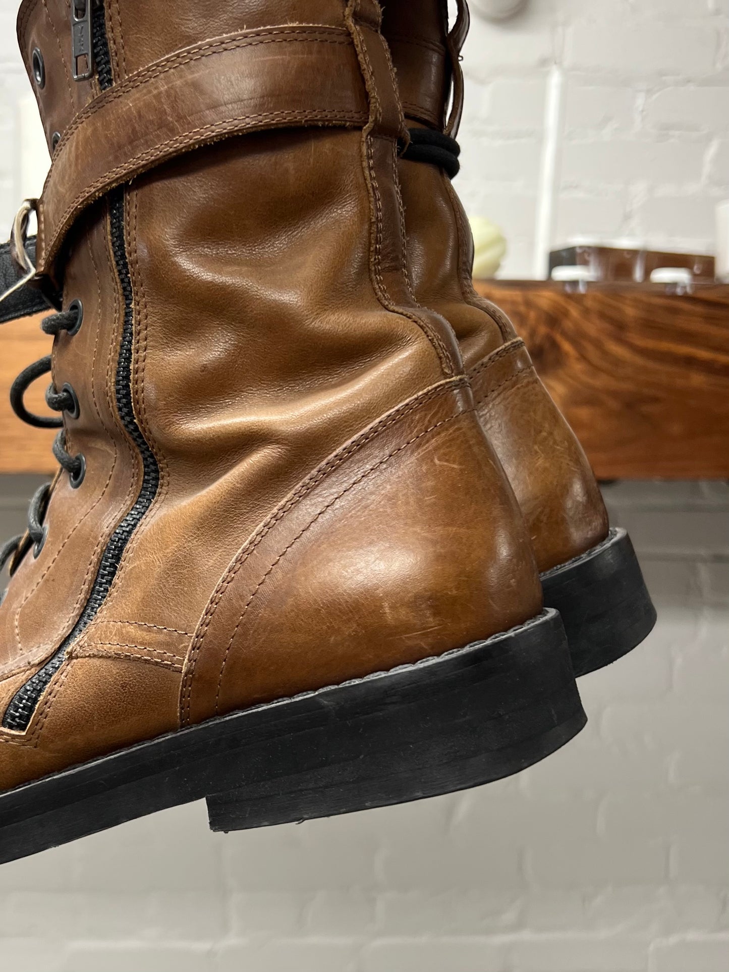 Ann Demeulemeester ‘Maxim’ Brown Leather Combat Boots