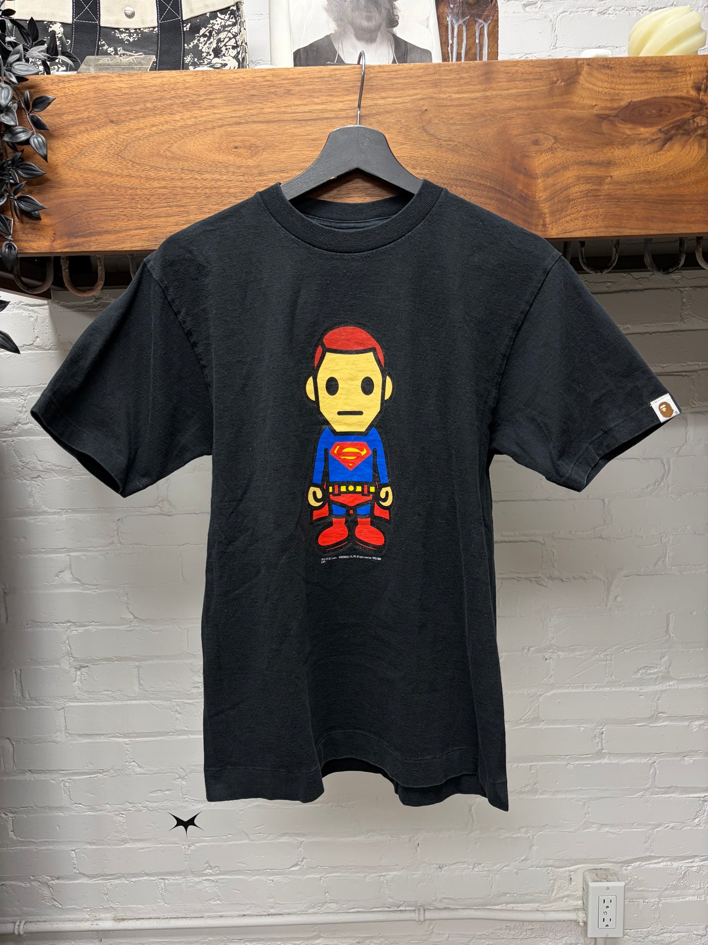 2007 Bape x DC Comics ‘Superman’ Caricature Black Graphic T-Shirt