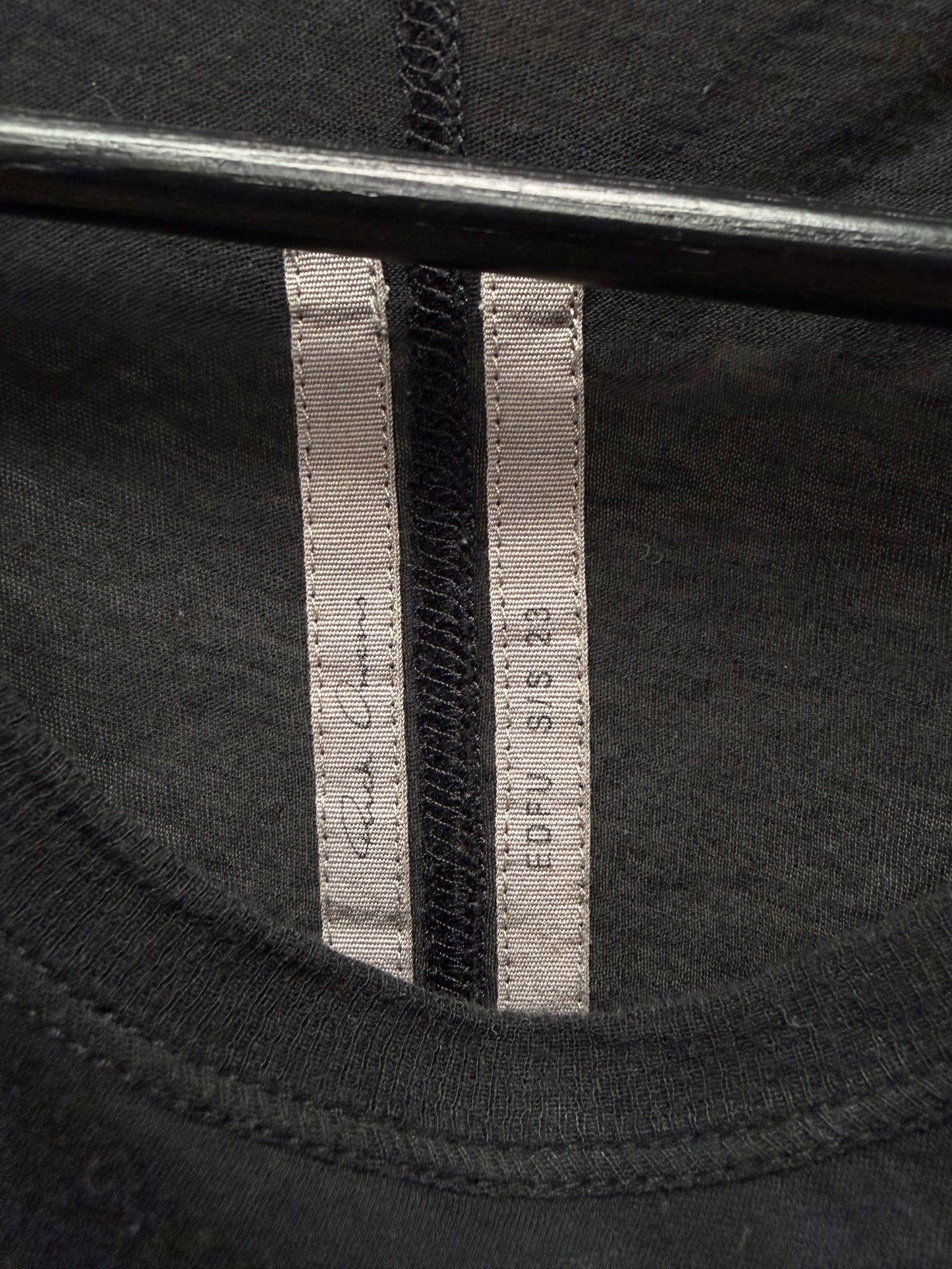 SS2023 Rick Owens ‘Edfu’ Asymmetric Split Seam Black T-Shirt
