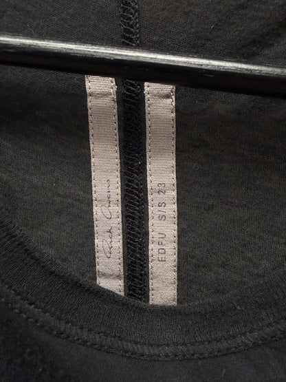 SS2023 Rick Owens ‘Edfu’ Asymmetric Split Seam Black T-Shirt