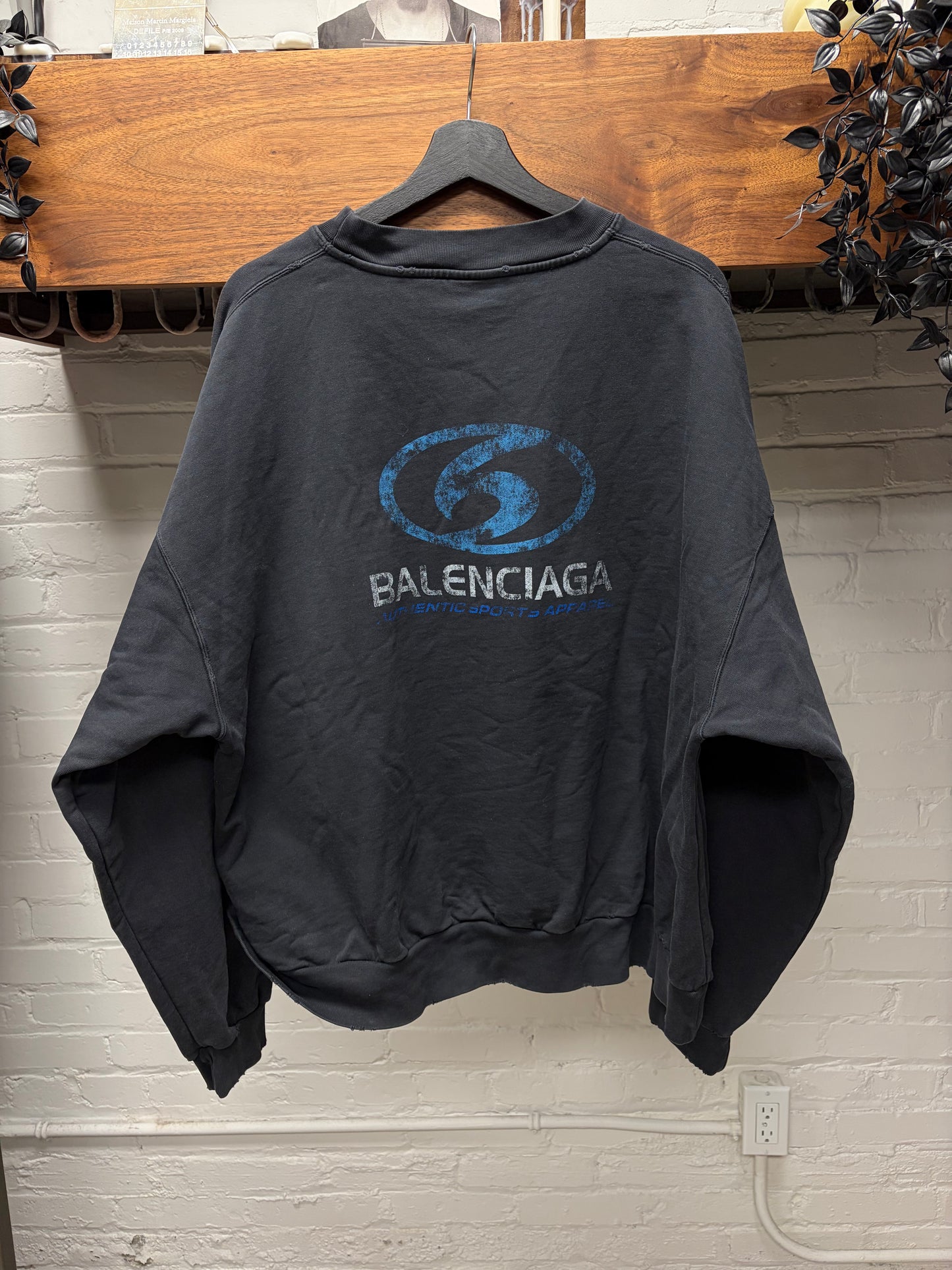 AW2023 Balenciaga ‘Surfer’ Distressed Washed Black Sweatshirt