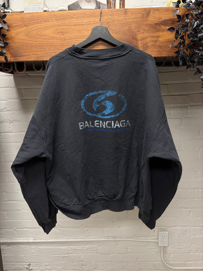 AW2023 Balenciaga ‘Surfer’ Distressed Washed Black Sweatshirt