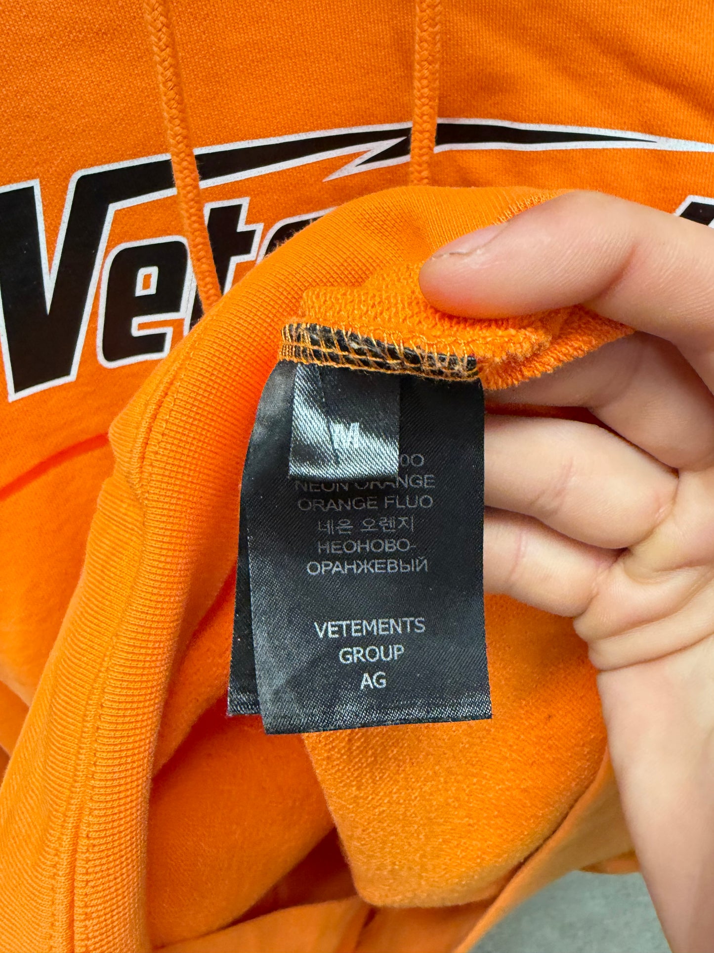 SS2023 Vetements ‘Hi-Speed’ Black/Orange Logo Pullover Hoodie
