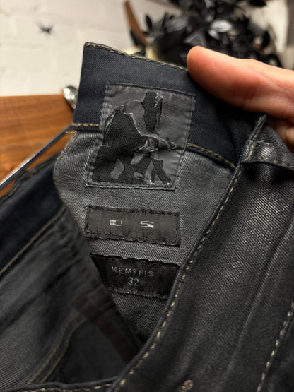 AW2014 Rick Owens ‘Moody’ Memphis Waxed Black Denim