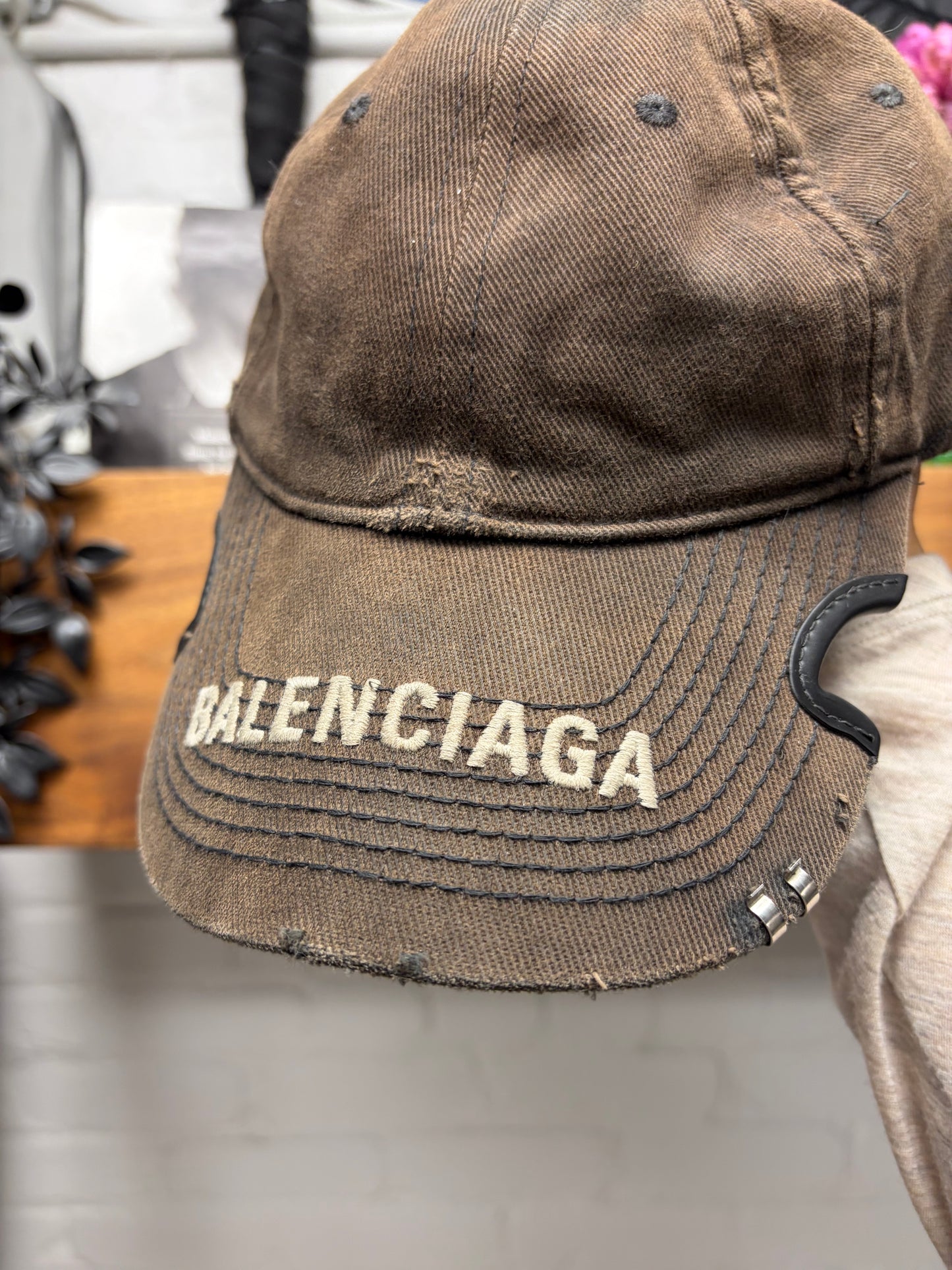 Balenciaga Sun-Faded Brown ‘Mudshow’ Pierced Cap