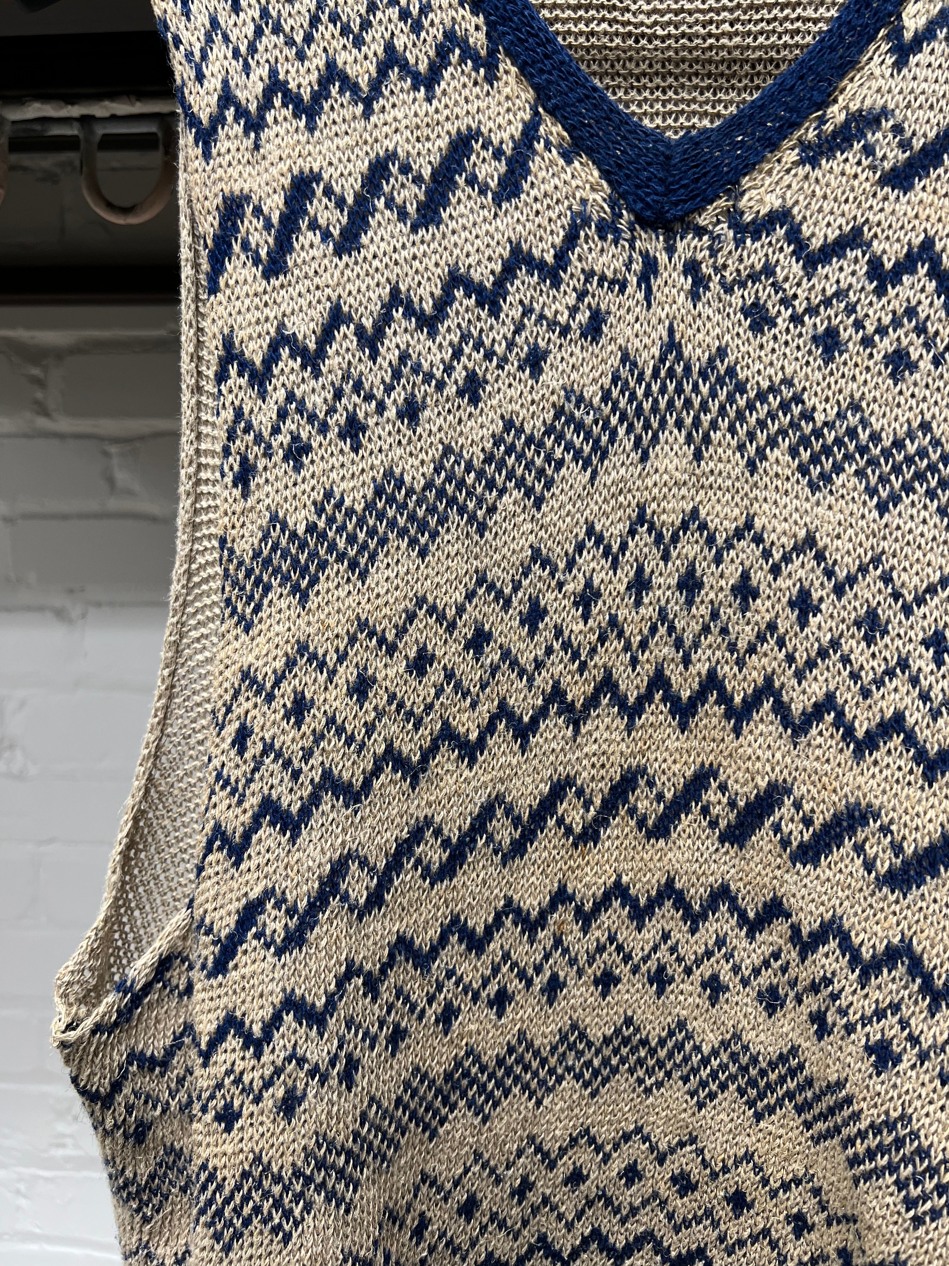 Comme des Garçons 90s Cotton Knit Vest COMME des GARCONS Wool Folding Layered Design Knit Vest Navy