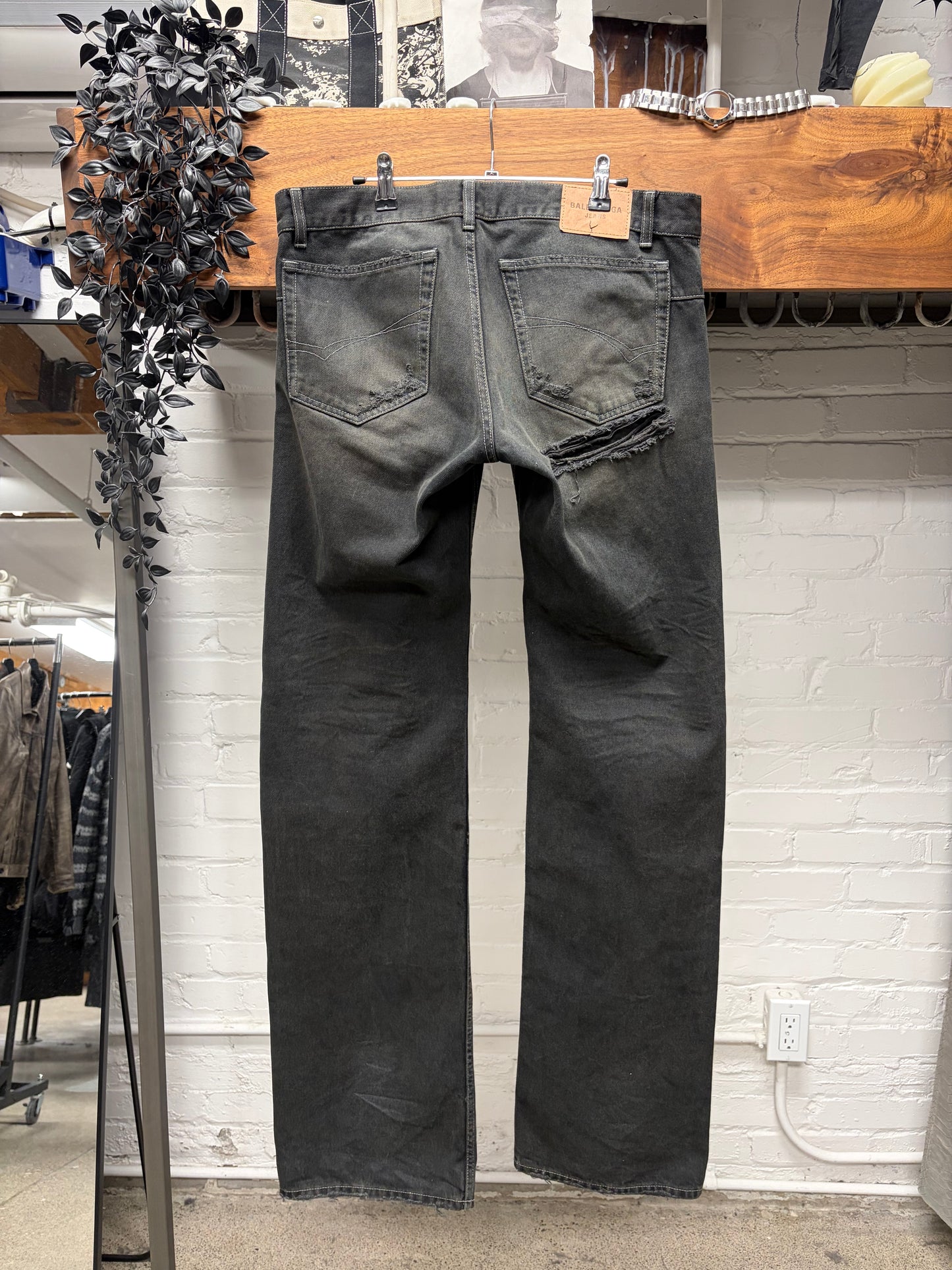 Balenciaga ‘Destroy’ Dirt Washed Black Distressed Flared Denim