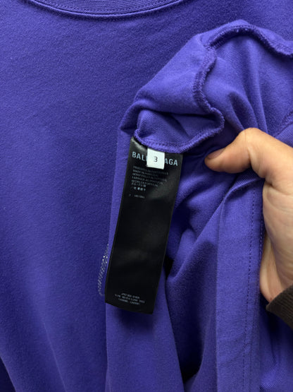 2021 Balenciaga ‘Bébé’ Purple Rhinestone Oversized T-Shirt