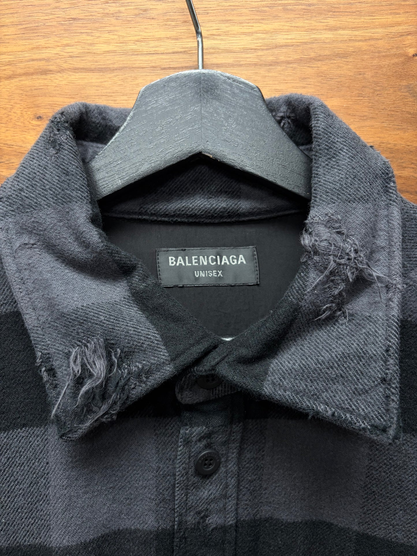AW2022 Balenciaga Distressed ‘Buffalo Plaid’ Silk Lined Shirt