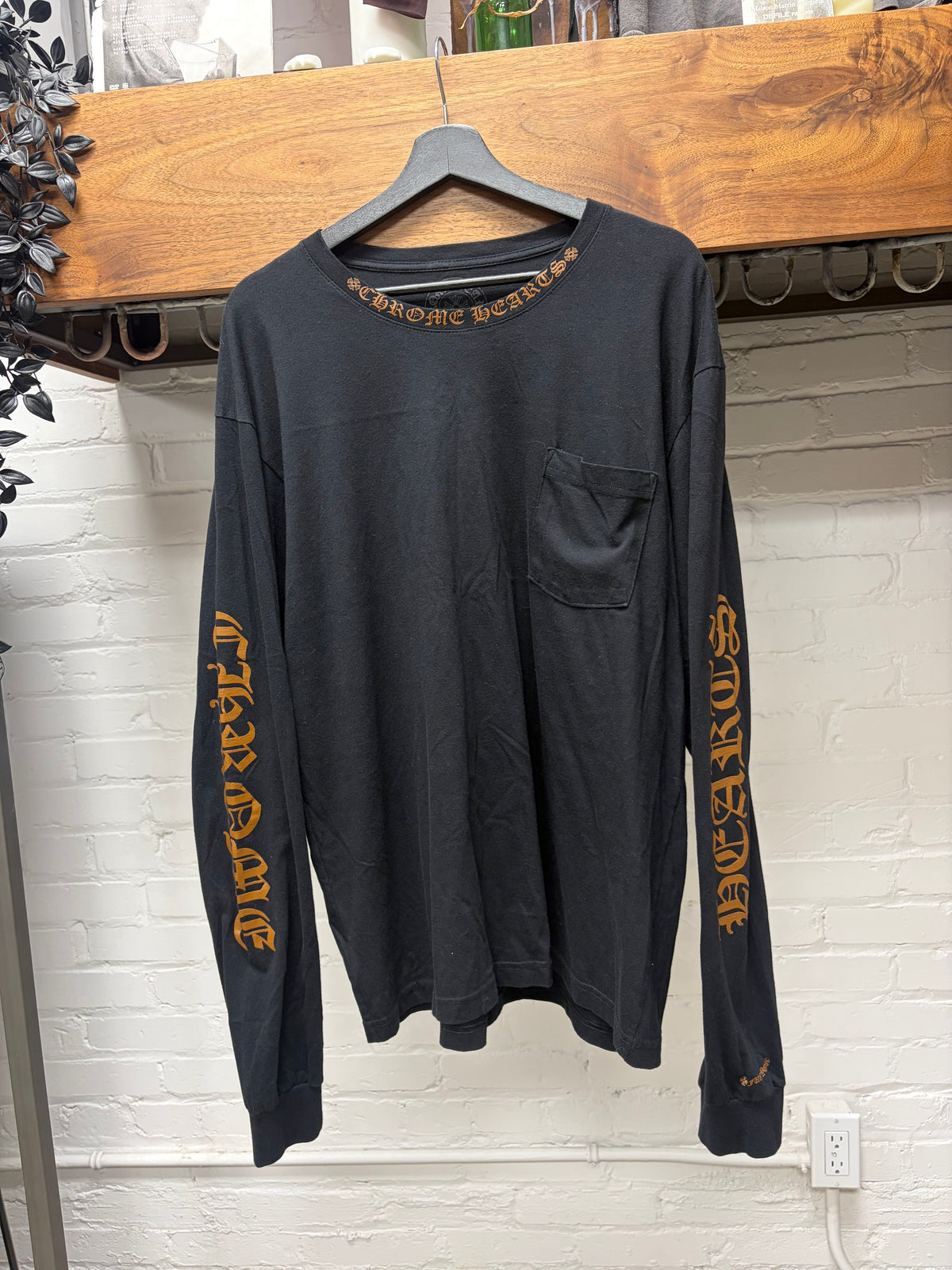 Chrome Hearts Black/Rust ‘Scroll Logo’ Long Sleeve Shirt