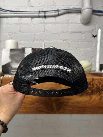 Chrome Hearts Leather ‘Cemetery’ Triple Cross Patch Snap Back Hat