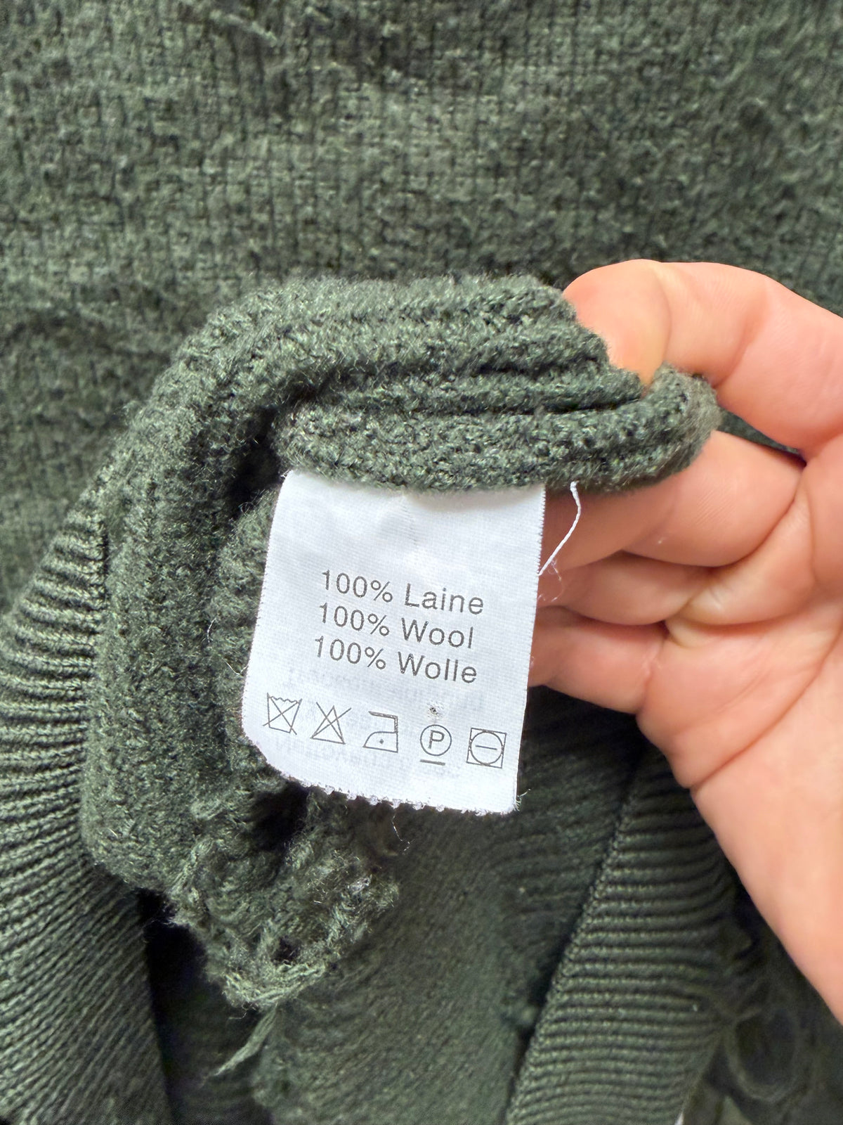 Yeezy ‘Season 1’ Military Inspired Heavy Distressed Green Wool Knit Sweater