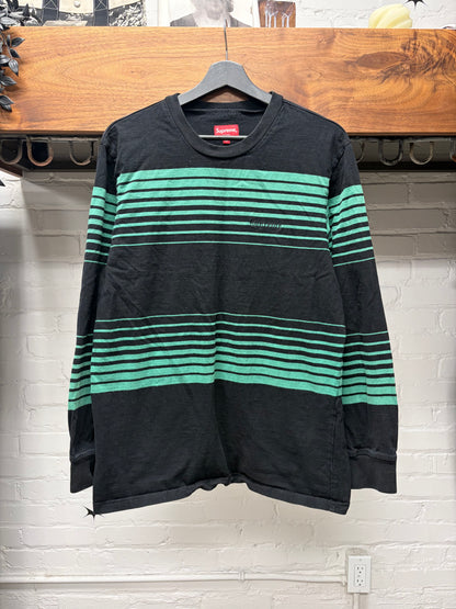 AW2018 Supreme ‘Rugby’ Black/Green Striped Long Sleeve Shirt