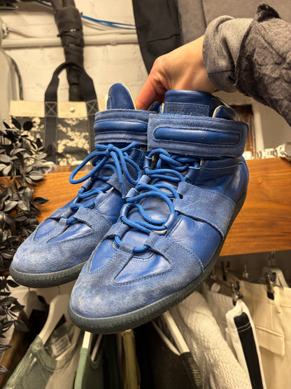 Margiela G.A.T. Blue Leather Mid Top Sneakers
