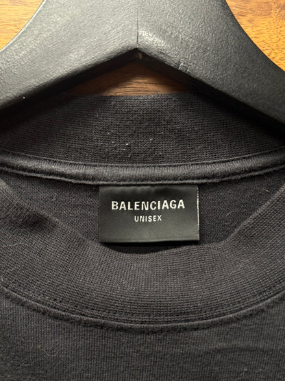 2025 Balenciaga ‘Loop Sports’ Icon Logo Faded Black Oversized T-Shirt