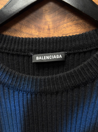 2019 Balenciaga Black/Blue Flame Ribbed Knit Sweater